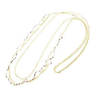 Load image into Gallery viewer, Kette 18 karat vergoldet zweilagig Gewebe Perlen lila wellig lang nickelfrei Karabiner - chic-net.de
