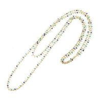 Load image into Gallery viewer, Kette 18 karat vergoldet zweilagig Glasperlen blau Querstreben nickelfrei Karabiner - chic-net.de
