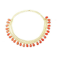 Load image into Gallery viewer, Kette 18 karat vergoldet zweilagig Glitzer Acryl Kristall rot Tropfen nickelfrei Karabiner - chic-net.de
