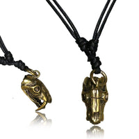 Cargar imagen en el visor de la galería, Kette Brass Baumwolle schwarz Anhänger Skull Schädel antik golden - chic-net.de
