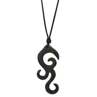 Load image into Gallery viewer, Kette, Braun, aus Sono Holz, fantasievoller Anhänger, 5,6x2,4cm, verstellbare Baumwollkette - chic-net.de
