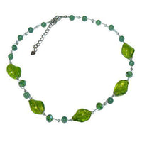 Load image into Gallery viewer, Kette Damen Glasperlen Glitzer gewunden grün hellgrün nickelfrei Karabiner 42-48 cm - chic-net.de
