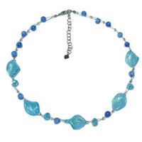 Load image into Gallery viewer, Kette Damen Glasperlen Glitzer gewunden hellblau nickelfrei Karabiner 42-48 cm - chic-net.de
