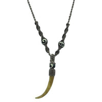 Load image into Gallery viewer, Kette, Grau und Beige, 48cm lang, Anhänger aus Bone, mit Knopfverschluss - chic-net.de
