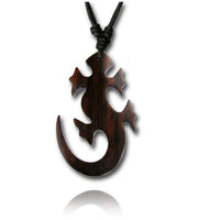 Load image into Gallery viewer, Kette Sono Holz Gecko Eidechse braun Anhänger 45 mm verstellbar Baumwolle - chic-net.de
