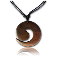 Load image into Gallery viewer, Kette Sono Holz Spirale Anhänger braun 3,7 cm verstellbar Baumwollkette - chic-net.de
