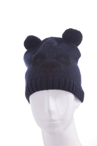 Load image into Gallery viewer, KinderTiermütze Beanie Mütze Skimütze Tiergesicht Bär in Blau Schwarz - chic-net.de
