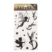 Load image into Gallery viewer, Klebetattoo Elfe Amor Schmetterlinge Mondsichel schwarz 5 Motive 1 Bogen - chic-net.de
