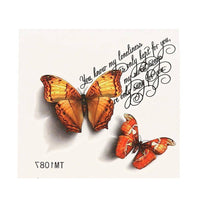 Load image into Gallery viewer, Klebetattoo Schmetterlinge realistisch rot orange Schatten Spruch Schreibschrift - chic-net.de
