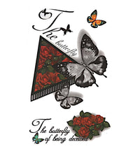 Load image into Gallery viewer, Klebetattoos Tattoo Schmetterlinge Rosen Dreieck Schrift 1 Bogen 3 Motive - chic-net.de
