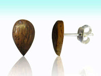 Load image into Gallery viewer, Kokosnuss Ohrstecker braun Tropfen gewölbt Silberohrstecker Holz 925er Sterling Silber Schmuck - chic-net.de
