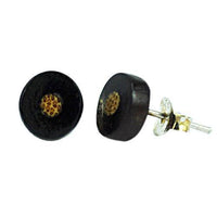 Load image into Gallery viewer, Kokosnuss-Ohrstecker mit Gepardenmuster, rund, 7mmØ, Dunkelbraun, 925er Sterlingsilber-Stift - chic-net.de
