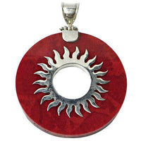 Load image into Gallery viewer, Korallenanhänger 4 cm Ø Silberanhänger Anhänger Koralle 925er Sterling Silber Damen Schmuck rund Sonne - chic-net.de

