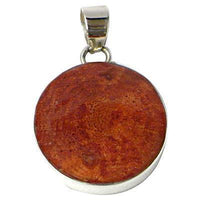 Load image into Gallery viewer, Korallenanhänger 9 mm Silberanhänger Anhänger Koralle 925er Sterling Silber Damen Schmuck rund gefasst - chic-net.de
