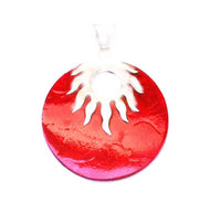 Load image into Gallery viewer, Korallenanhänger Silberanhänger Anhänger Koralle 925er Sterling Silber Damen Schmuck Flamme rund Loch - chic-net.de
