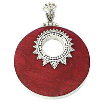 Load image into Gallery viewer, Korallenanhänger Silberanhänger Anhänger Koralle 925er Sterling Silber Damen Schmuck rund Punkte Muster 55 mm - chic-net.de
