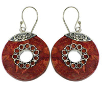 Load image into Gallery viewer, Korallenohrringe Loch Kreis Verzierung 925er Sterling Silber Ohrringe Koralle Schmuck - chic-net.de
