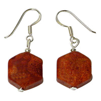Load image into Gallery viewer, Korallenohrringe Sechseck 925er Sterling Silber Ohrringe Ohrhänger Koralle Damen Schmuck - chic-net.de
