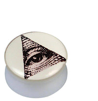 Load image into Gallery viewer, Acryl Plug weiß Allsehendes Auge beige schwarz - chic-net.de
