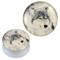 Cargar imagen en el visor de la galería, Acryl Plug weiß Wolf grau beige türkis Piercing Ohrschmuck - chic-net.de

