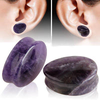 Cargar imagen en el visor de la galería, Amethyst Stein Flesh Plug Träne double flared lila - chic-net.de
