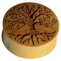 Cargar imagen en el visor de la galería, Krokodil Holz Plug Baum des Lebens hell double flared - chic-net.de
