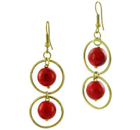 Load image into Gallery viewer, Kupferohrringe Ohrringe Damen Ohrhänger Kupfer Ohrschmuck Schmuck zwei Kreise zwei Kugeln - chic-net.de
