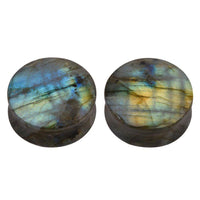 Cargar imagen en el visor de la galería, Labradorit Stein Flesh Plug double flared blau grau gelb - chic-net.de
