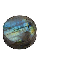 Cargar imagen en el visor de la galería, Labradorit Stein Flesh Plug double flared blau grau gelb - chic-net.de

