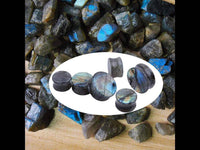 Cargar imagen en el visor de la galería, Labradorit Stein Flesh Plug double flared blau grau gelb - chic-net.de
