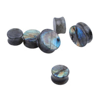 Cargar imagen en el visor de la galería, Labradorit Stein Flesh Plug double flared blau grau gelb - chic-net.de
