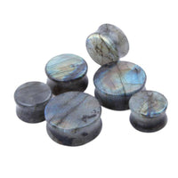 Cargar imagen en el visor de la galería, Labradorit Stein Flesh Plug double flared blau grau gelb - chic-net.de
