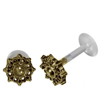 Load image into Gallery viewer, Labret Lippen Piercing Acryl Steuerrad antik golden Brass Motiv - chic-net.de
