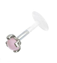 Load image into Gallery viewer, Labret Lippen Piercing Bio Plastic Silber Stein - chic-net.de
