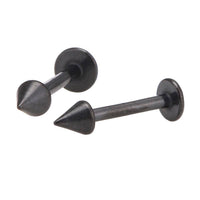 Cargar imagen en el visor de la galería, Labret modisches Piercing 13 mm aus Edelstahl schwarz mit Cone Spitze - chic-net.de

