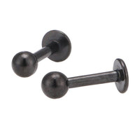 Cargar imagen en el visor de la galería, Labret modisches Piercing 9 mm aus Edelstahl schwarz mit Kugel - chic-net.de
