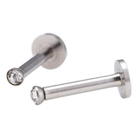 Load image into Gallery viewer, Labret modisches Piercing aus Edelstahl in silberfarben mini Zirkonia Stein weiß - chic-net.de
