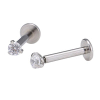 Load image into Gallery viewer, Labret modisches Piercing Zirkonia Stein weiß aus Edelstahl in silber - chic-net.de
