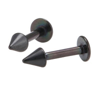 Cargar imagen en el visor de la galería, Labret Piercing 9 mm Edelstahl schwarz Cone Spitze - chic-net.de
