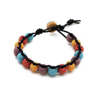 Cargar imagen en el visor de la galería, Lava Stein Lederarmbänder Perlen gelb rot blau lila porös Holz Armband Leder verstellbar - chic-net.de
