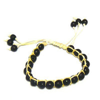 Cargar imagen en el visor de la galería, Lavastein Perlenarmband schwarz weiß Armband gewachst Baumwolle Perlen 19 -24 cm verstellbar - chic-net.de
