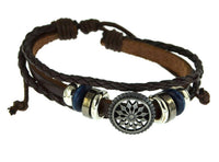 Load image into Gallery viewer, Leder Armband braun breit Brass Button verstellbar - chic-net.de
