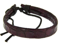 Load image into Gallery viewer, Leder Armband breit Textur aubergine schwarz verstellbar - chic-net.de
