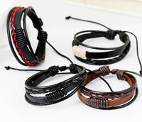 Load image into Gallery viewer, Leder Armband mehrreihig geflochten umwickelt verstellbar - chic-net.de
