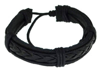 Load image into Gallery viewer, Leder Armband schwarz braun breit umwickelt verstellbar - chic-net.de
