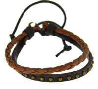 Load image into Gallery viewer, Leder Armband verstellbar geflochten Brass Nieten - chic-net.de
