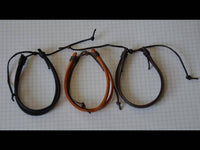 Load image into Gallery viewer, Lederarmband 2 Leder Bänder Baumwolle verstellbar - chic-net.de
