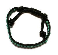 Load image into Gallery viewer, Lederarmband Leder Armband schwarz Türkis Perlen Unisex Schmuck Freundschaftsarmband verstellbar - chic-net.de
