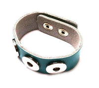 Load image into Gallery viewer, Lederarmband mit Buttons für Chunks Leder Armband Unisex Schmuck Druckknöpfe Armbänder türkis - chic-net.de
