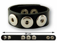 Load image into Gallery viewer, Lederarmband mit Buttons für Chunks Leder Armband Unisex Schmuck Knöpfe Armbänder Edelstahl dunkelbraun - chic-net.de
